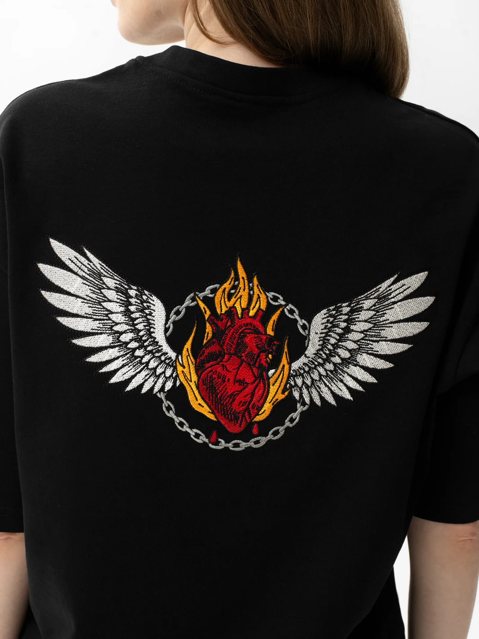 Burning Heart Skull and Roses T-shirt